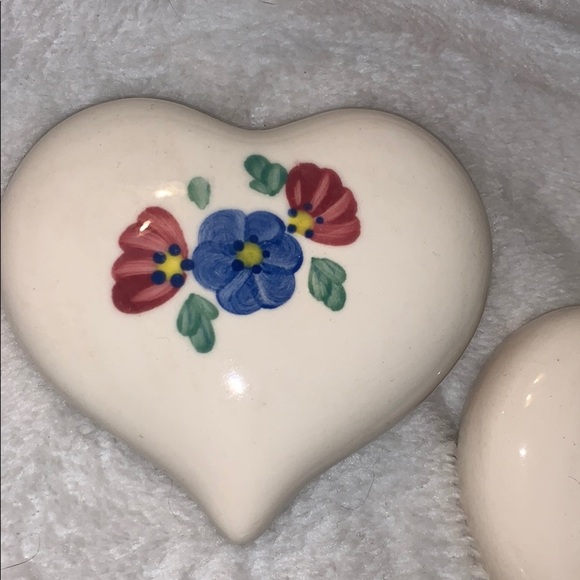 Vintage Home Interiors 3 Ceramic Hearts w/flowers - Picture 4 of 12
